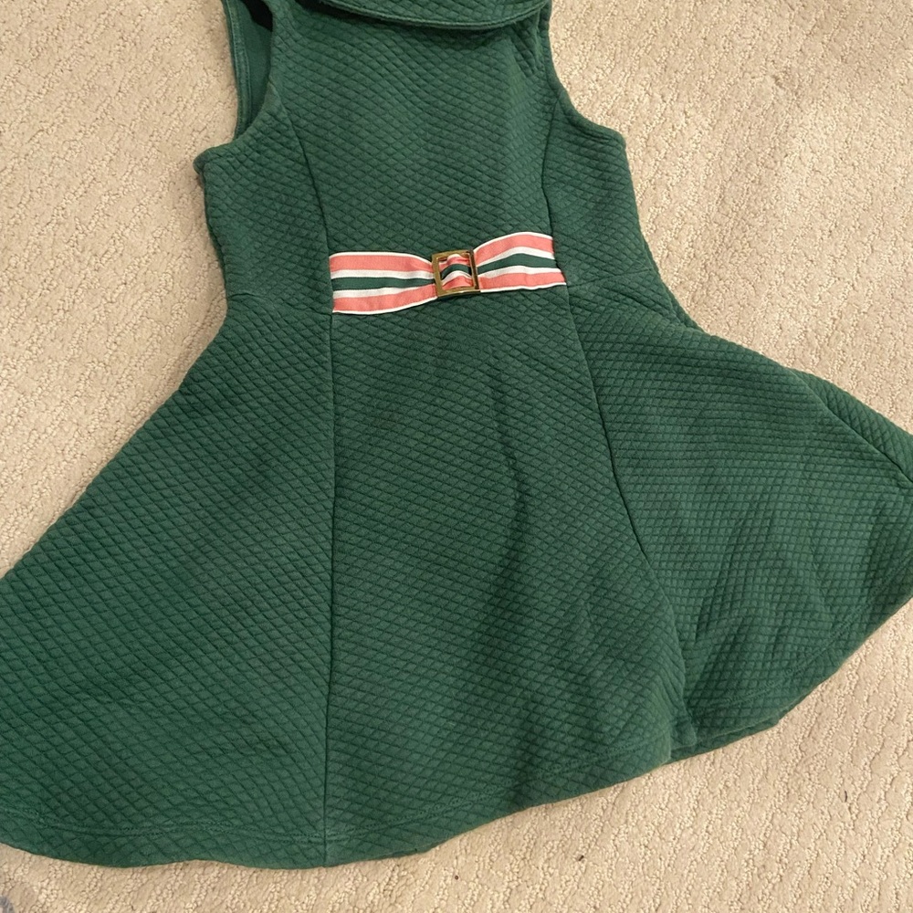 Janie and Jack Forest Green Textured Dress with Belt